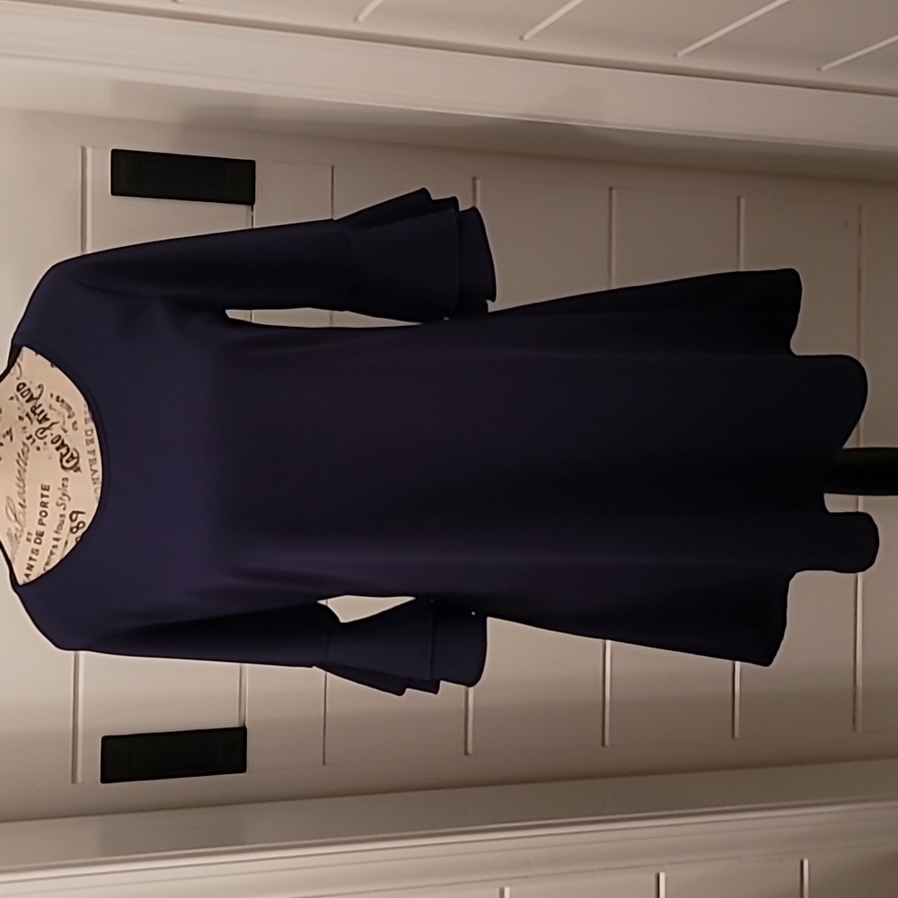 Navy Blue Espresso Dress with Flutter Sleeves
